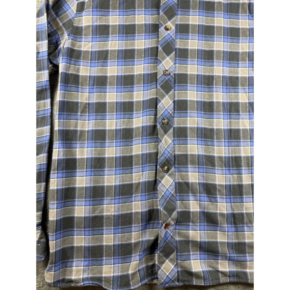 The North Face Flannel Shirt Mens L Blue Gray Plaid Button Up Hiking